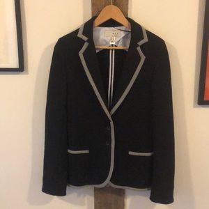 Black Knit Blazer with Grey Trim